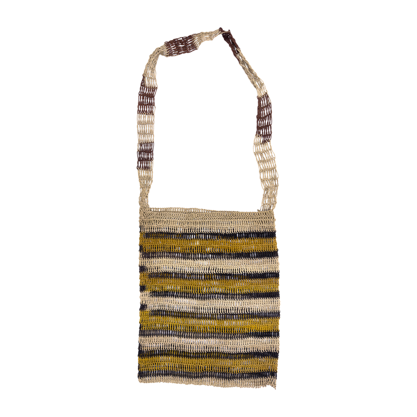 Shicra Bag - Brown, Yellow & Natural Stripes