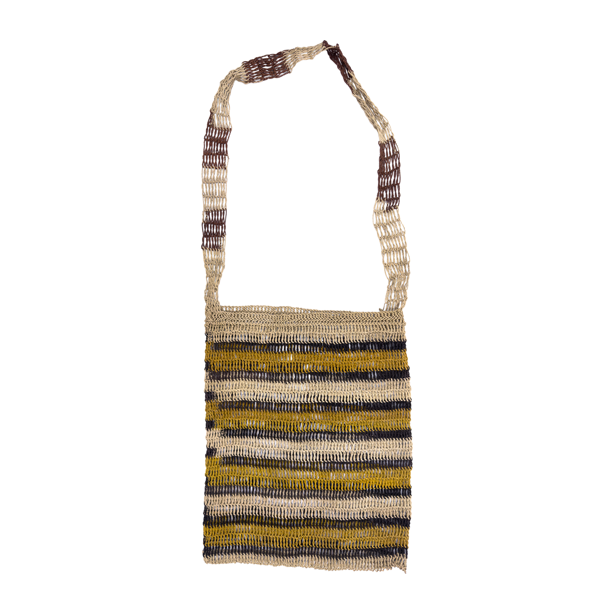 Shicra Bag - Brown, Yellow & Natural Stripes