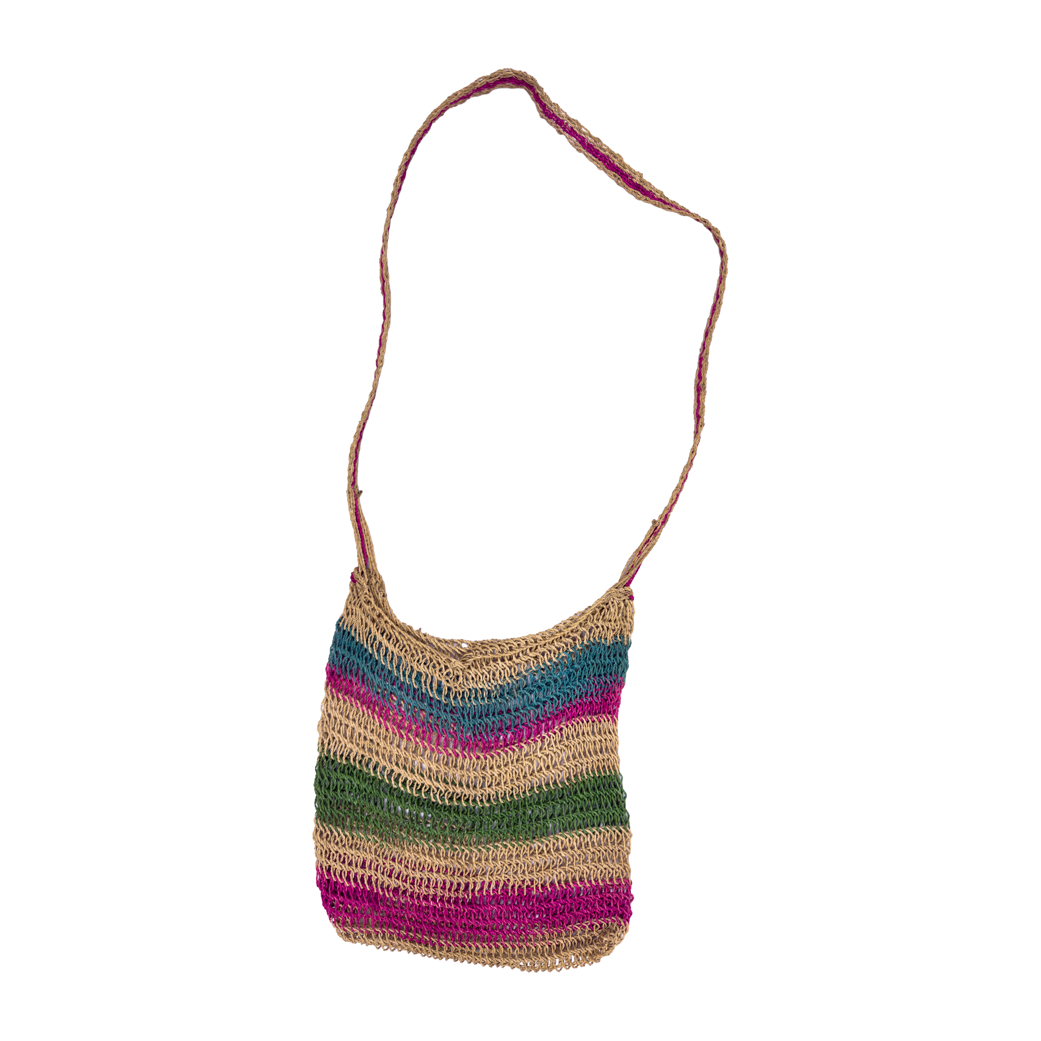 Shicra Bag - Green, Pink & Natural Stripe