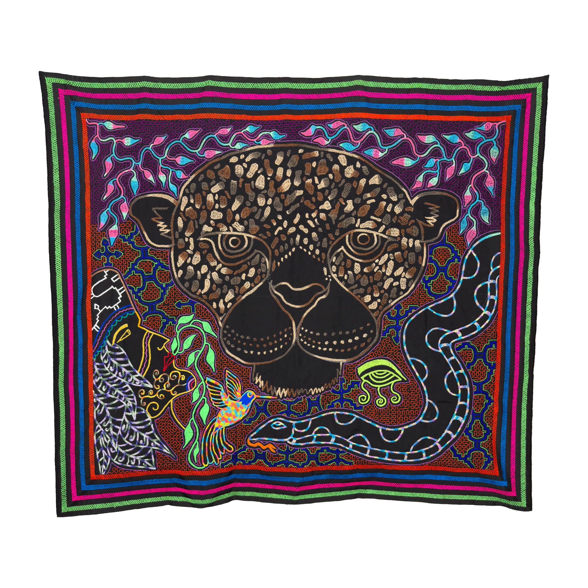 Jaguar and Serpent Dream Tapestry | Rectangular | 58"x50"