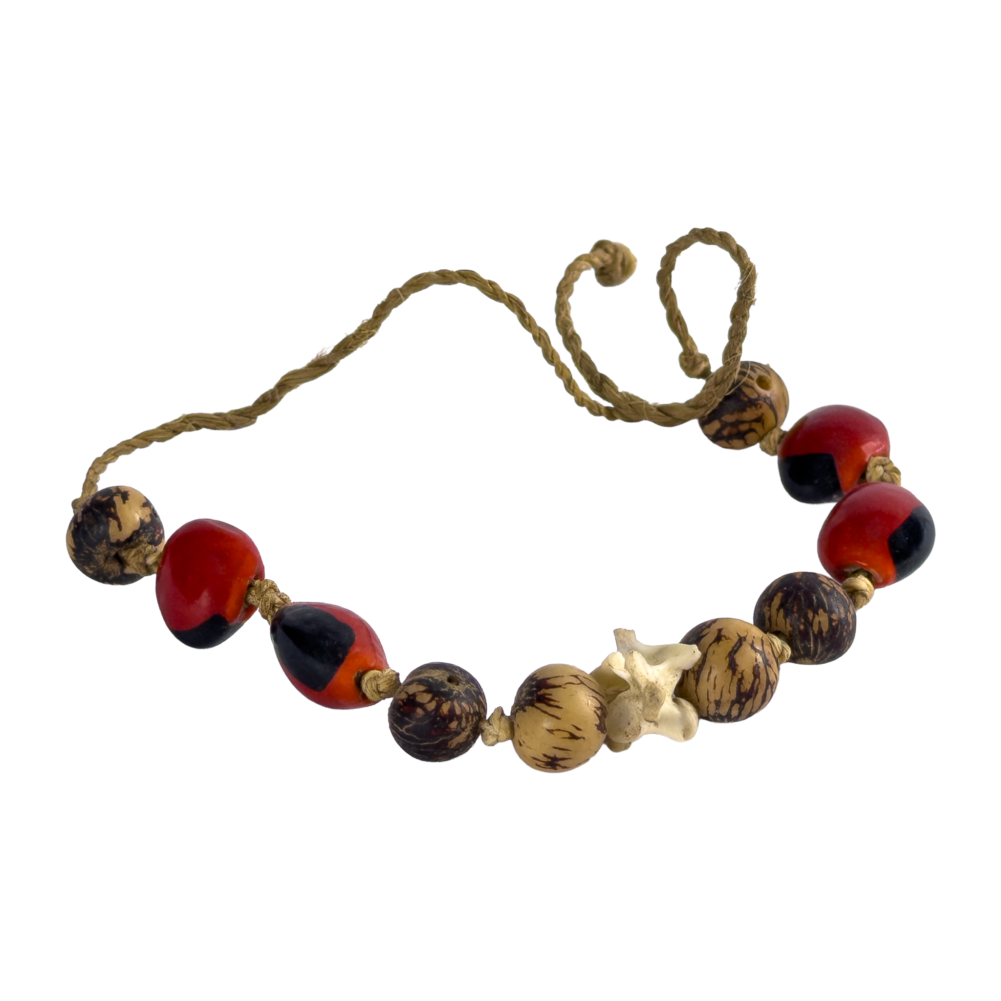 Shipibo Ceremonial Bracelet – Snake Bones & Seeds