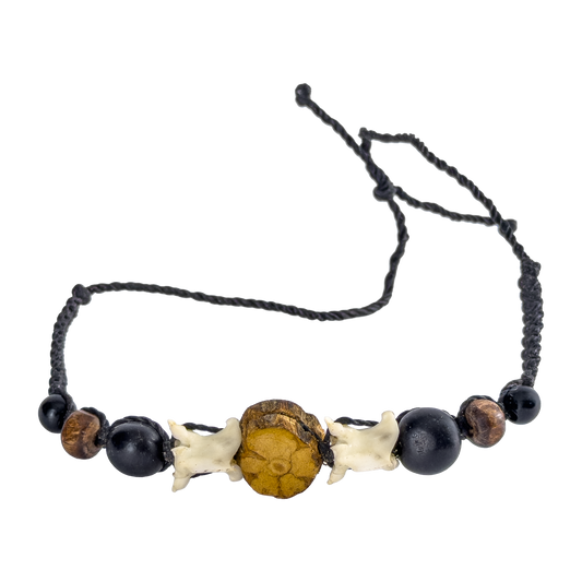 Shipibo Ceremonial Bracelet – Snake Bones, Seeds & Caapi Vine