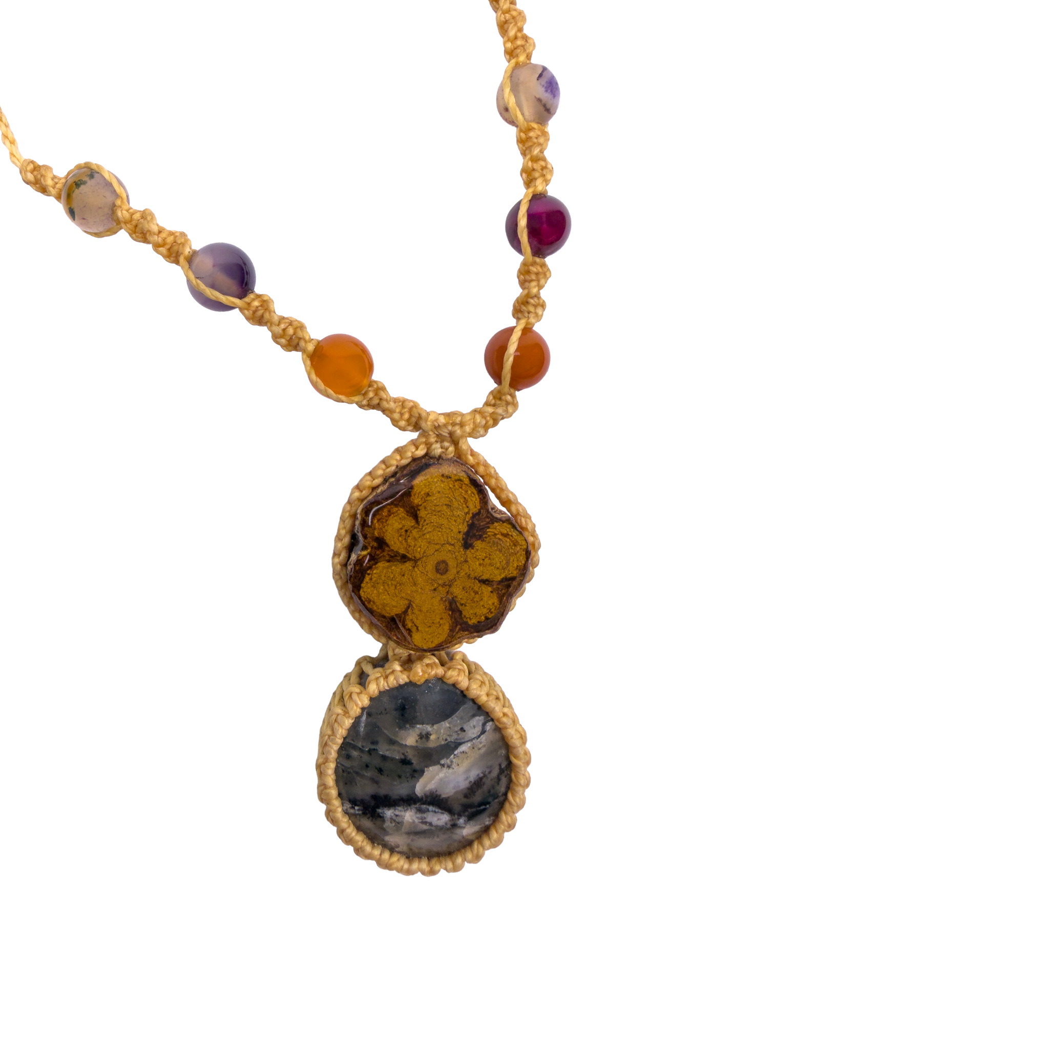 Shipibo Ceremonial Necklace – Caapi Vine & Stone